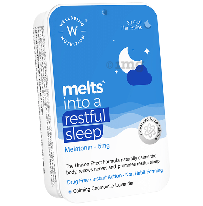 Wellbeing Nutrition Melts into Restful Sleep | Oral Thin Strips with 5mg Melatonin 5mg Oral Thin Strip | Flavour