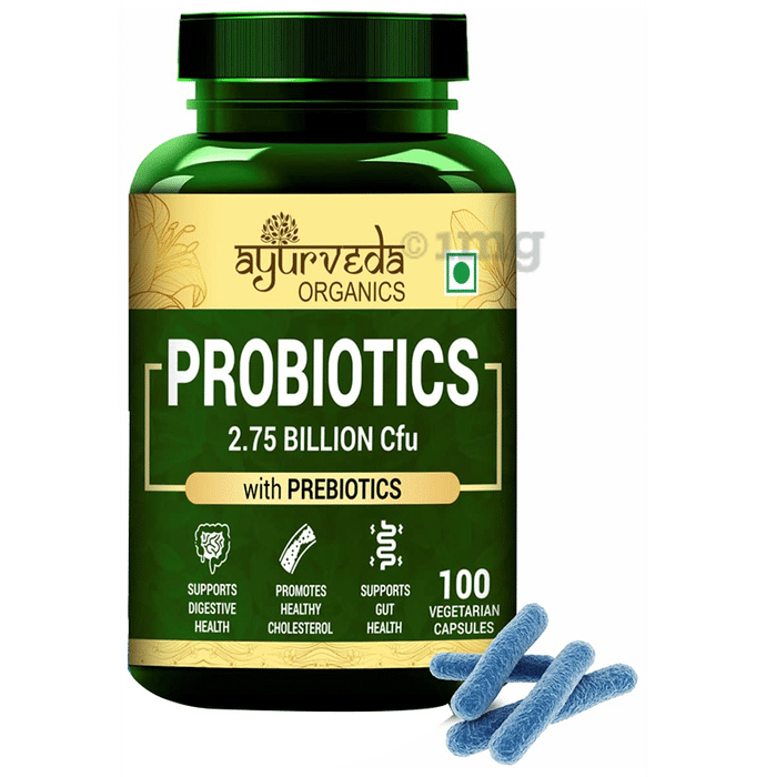 Ayurveda Organics Probiotics 2.75 Billion Cfu with Prebiotics Vegetarian Capsule