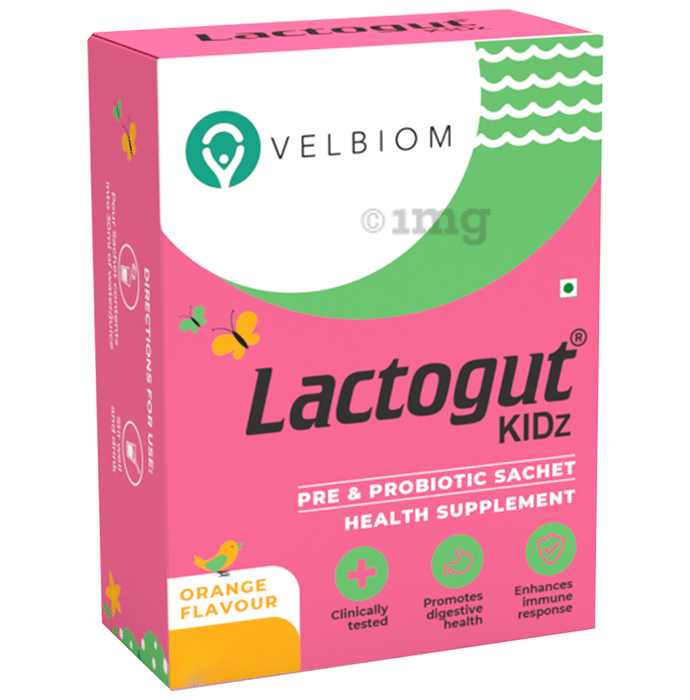 Velbiom Lactogut Kidz Pre & Probiotic Sachet (1gm Each) Orange