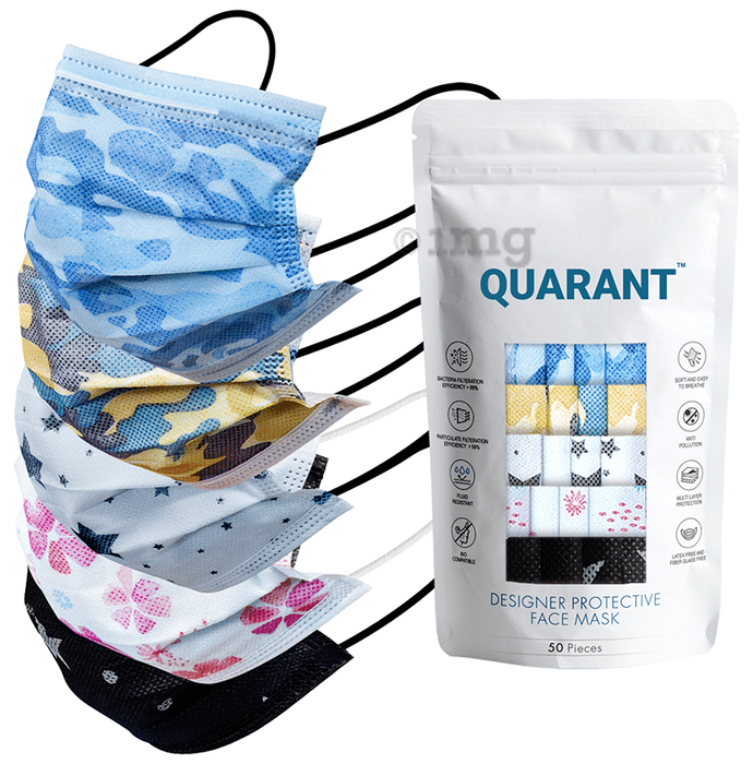 Quarant 4 Ply Designer Protective Face Mask Mask Mixed Combo Multicolor