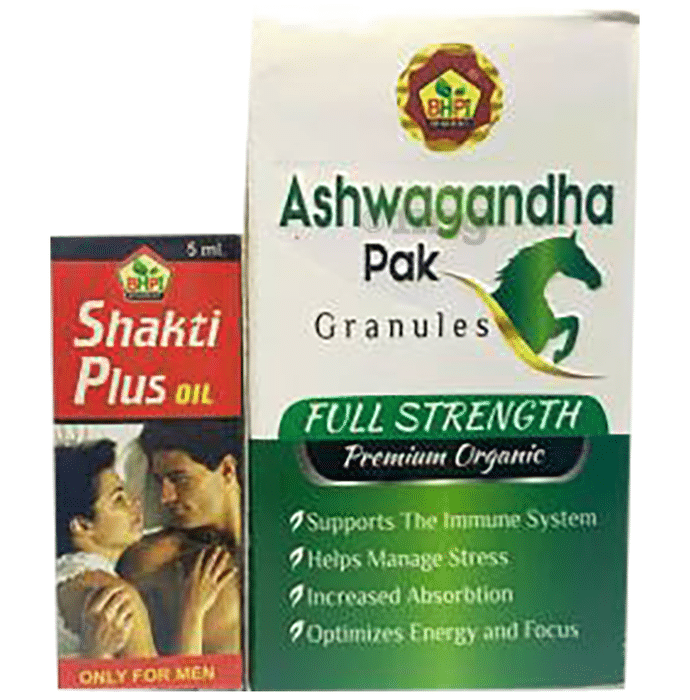 BHPI Bharat Combo Pack of 2 Pack Aswagandha Pak Granule (100gm Each) with Shakti Plus Oil 5ml