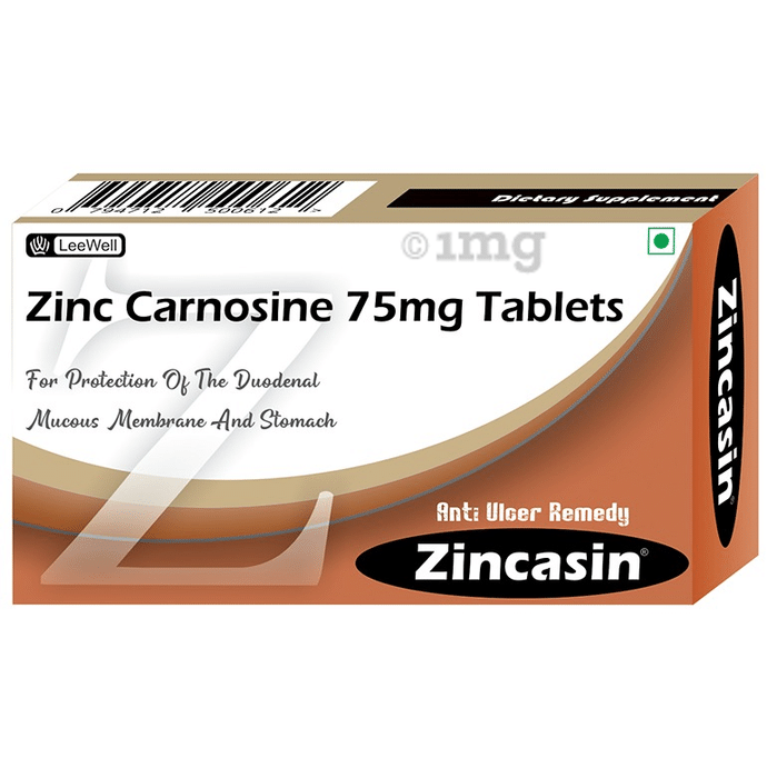 Zincasin Zinc Carnosine 75mg Tablet | Anti-Ulcer Remedy | For Protection of Duodenal, Mucous Membrane & Stomach