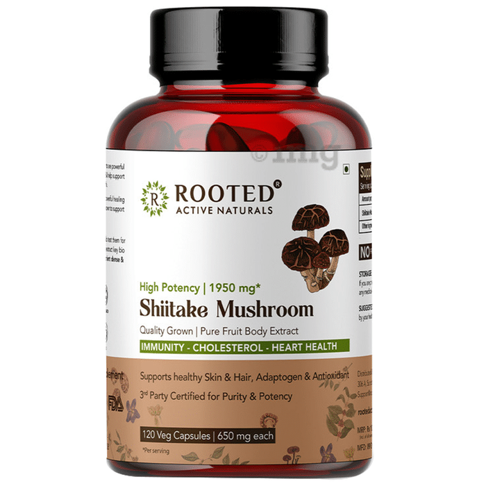 Rooted Active Naturals High Potency Shiitake Mushroom 1950mg Veg Capsule