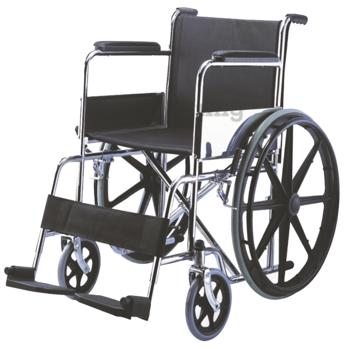 EASYCARE EC 809 B Steel Wheelchair with Foldable Backrest Wheelchair Black