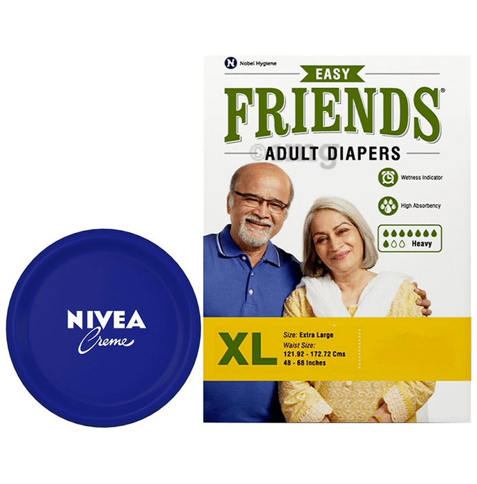 Combo Pack of Friends Easy 10 Adult Diaper, XL & Nivea Creme 100ml