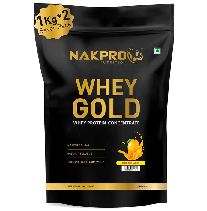 Nakpro Nutrition Whey Gold Whey Active Concentrate Powder (1kg Each) Mango