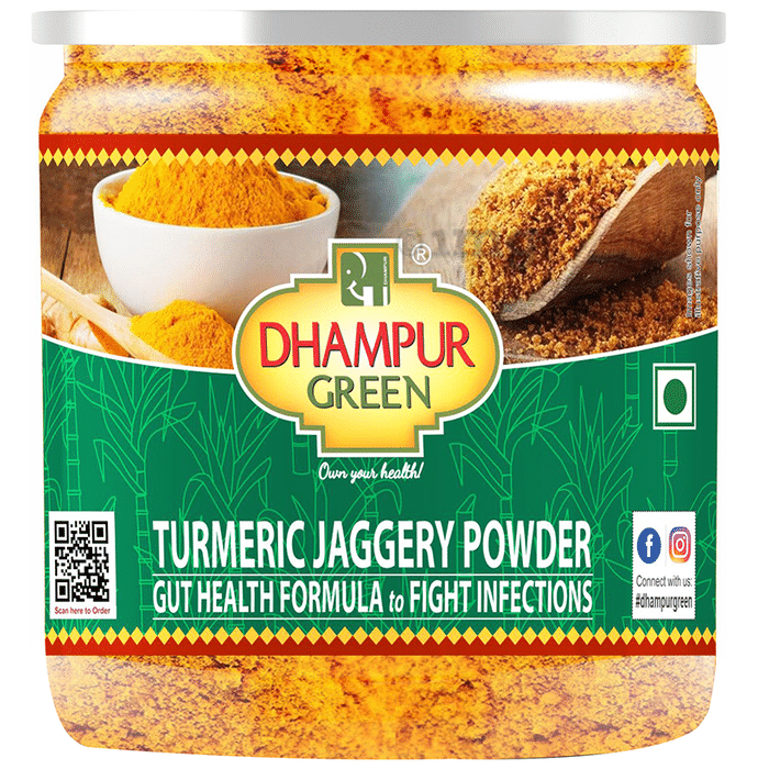Dhampur Green Turmeric Jaggery Natural Sweetener | Non-GMO & Gluten Free | Powder