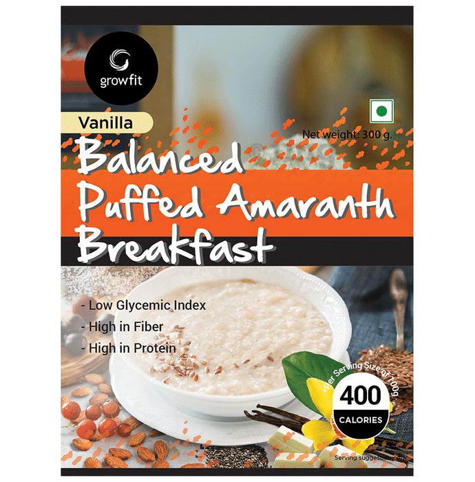 Growfit Balanced Puffed Amaranth Breakfast Cereal Vanilla