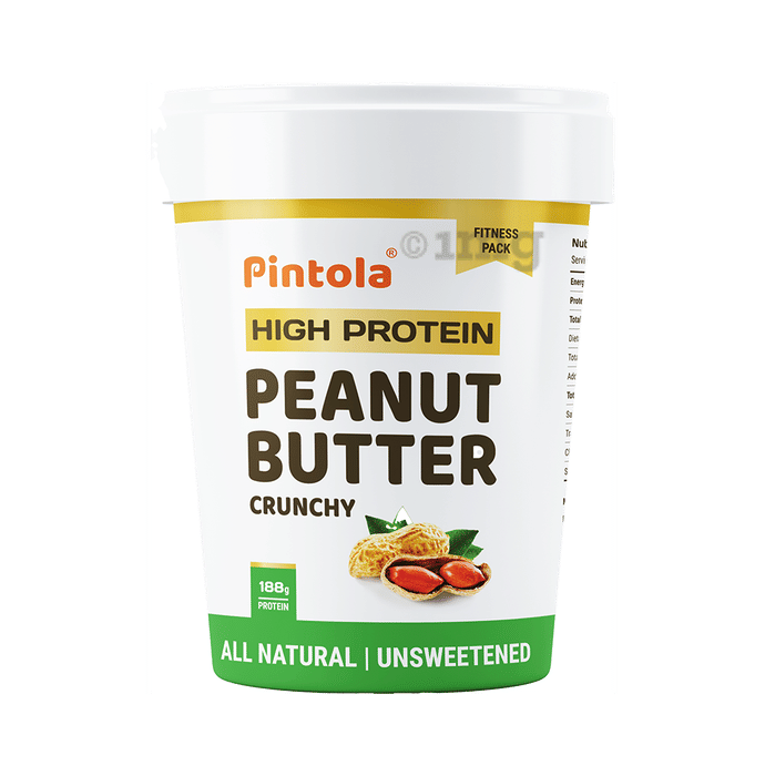 Pintola High Protein Peanut Butter Crunchy Unsweetened Buy jar of 510