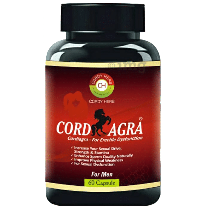 Cordy Herb Cordiagra Stamina & Energy Booster, Men's Sexual Wellness Capsule for Erectile Dysfunction with Cordyceps, Honey Goat Weed,Tongat Ali, Maca Root , Ginseng , Ashwagandha