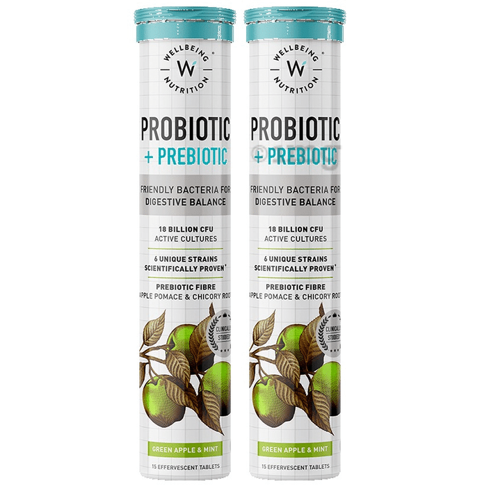 Wellbeing Nutrition Probiotic+Prebiotic Effervescent Tablet (21 Each) Green Apple & Mint