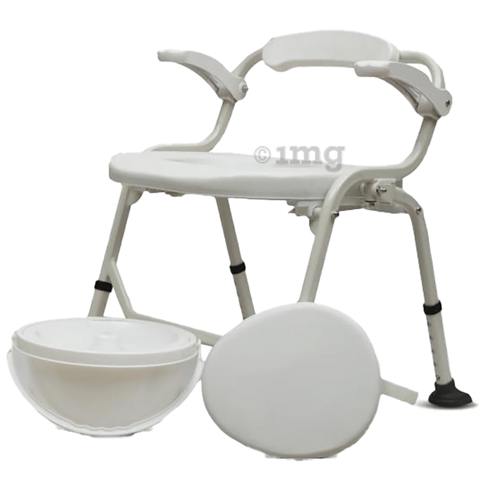 Med-E-Move Deluxe Commode Chair with Armrest Soft Cushion