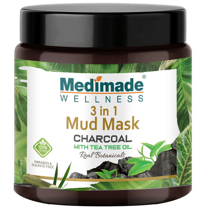Medimade Wellness Charcoal with Tea Tree Oil 3 in 1 Mud Mask (100gm Each)