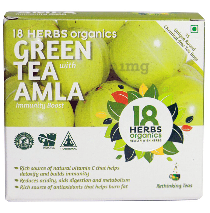 18 Herbs Organics Green Tea Bag (1.25gm Each) with Amla