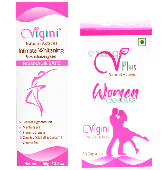 Vigini Combo Pack of Natural Actives Intimate Whitening & Moisturizing Gel 100ml & VPlus Natural Actives Women 30 Capsule