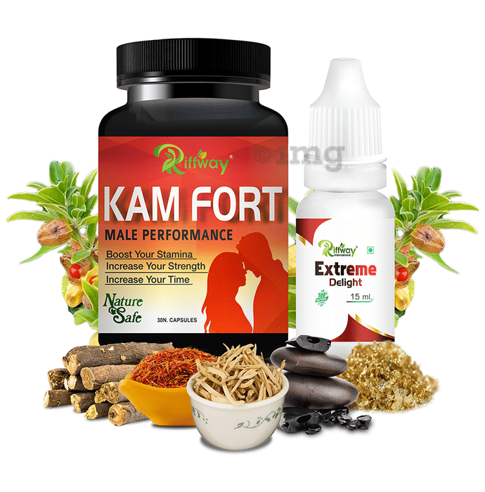 Riffway International Combo Pack of Kam Fort 30 Capsule & Extreme Delight  Oil 15ml