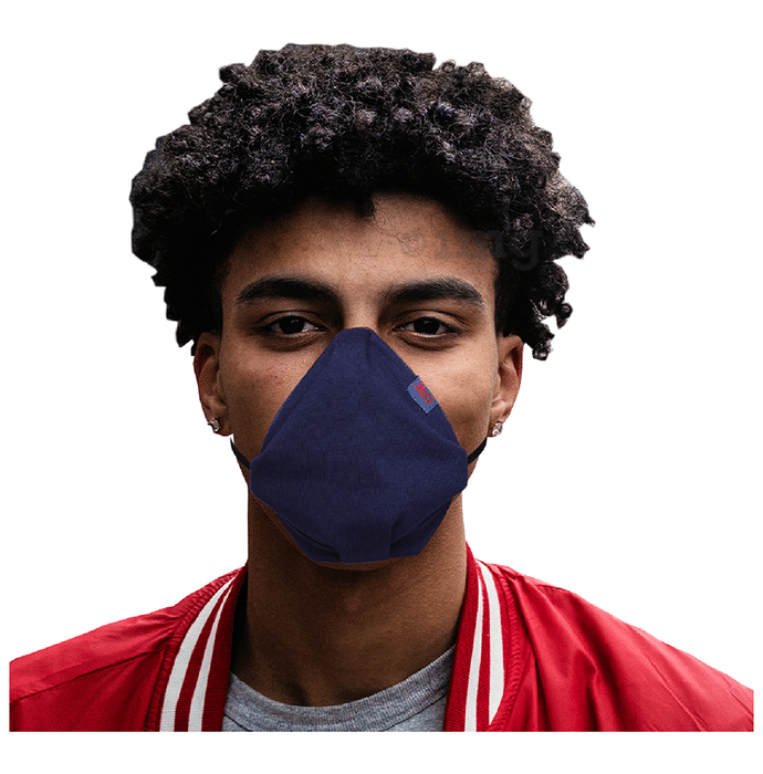 3bo Medium Navy Deltoid Lite Face Mask with Knit Fabric