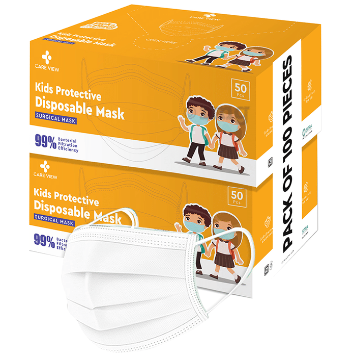 Care View Kids 4 Ply Protective Disposable Surgical Face Mask White