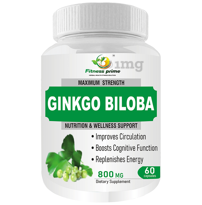 Fitness Prime Maximum Strength Ginkgo Biloba Nutrition & Wellness Support 800mg Capsule