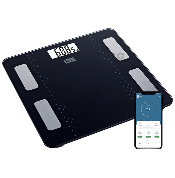 Sansui Smart Bluetooth Body Fat Analyser Weighing Scale Black 180kg