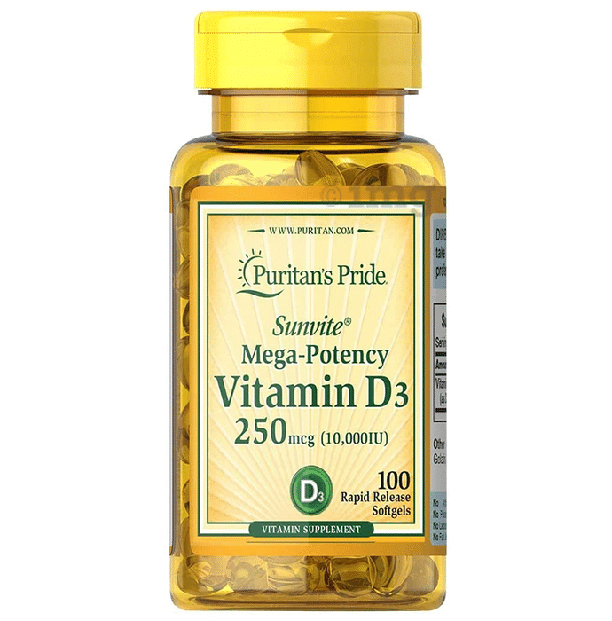 Puritan's Pride Sunvite Mega-Potency Vitamin D3 250mcg Rapid Release Softgel