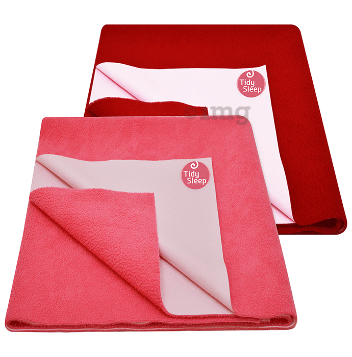 Tidy Sleep Water Proof & Washable Baby Care Dry Sheet & Bed Protector Medium Hot Pink and Cherry Red