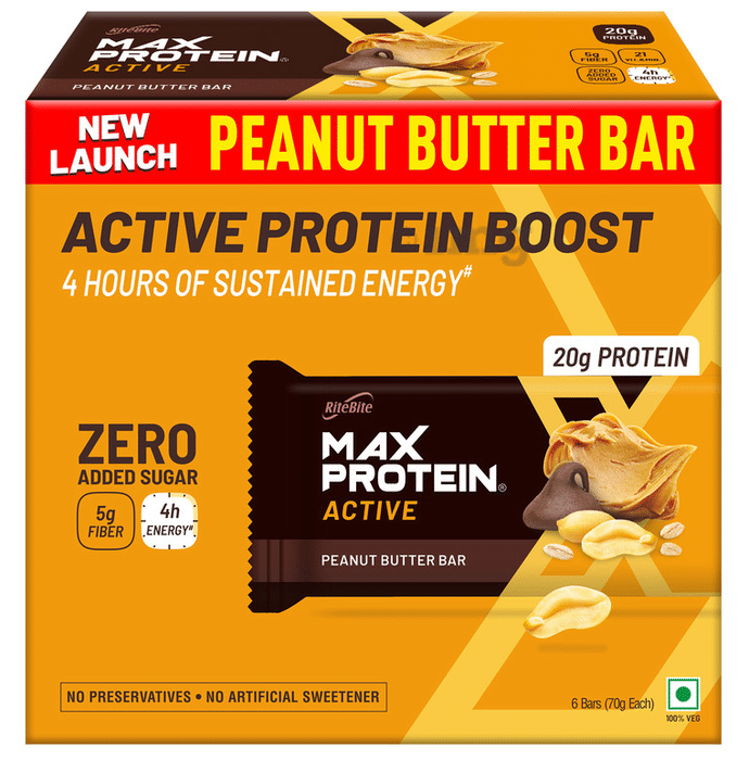 RiteBite Max Protein Active 20 gm Protein  Bar (70gm Each) Peanut Butter