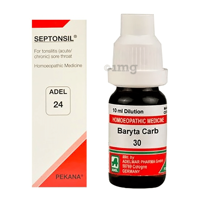 ADEL Anti Tonsilitis Combo Pack of ADEL 24 Septonsil Drop 20ml & Baryta Carb Dilution 30CH 10ml