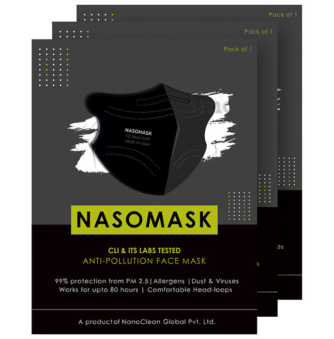 Nasomask N95 Anti-Pollution Face New Design Earloop Black