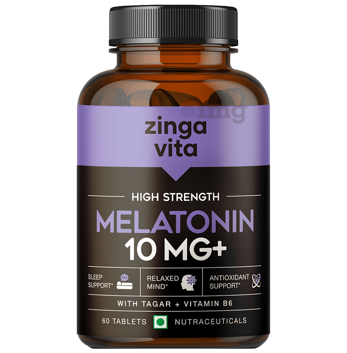 Zingavita High Strength Melatonin 10mg+ | With Tagar & Vitamin B6 for Sleep Support | Tablet