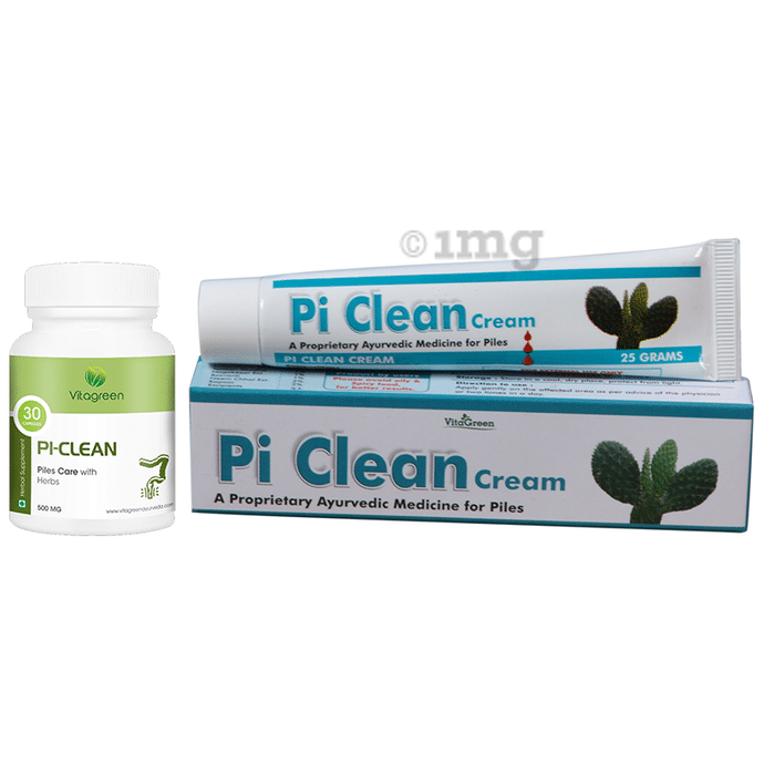 Vitagreen Combo Pack of Pi-Clean 500mg 30 Capsule & Pi Clean Cream 25gm
