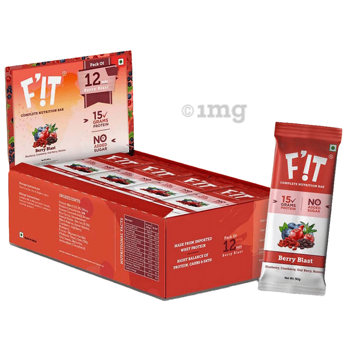 F'it Complete Nutrition Bar (50gm Each) Berry Blast
