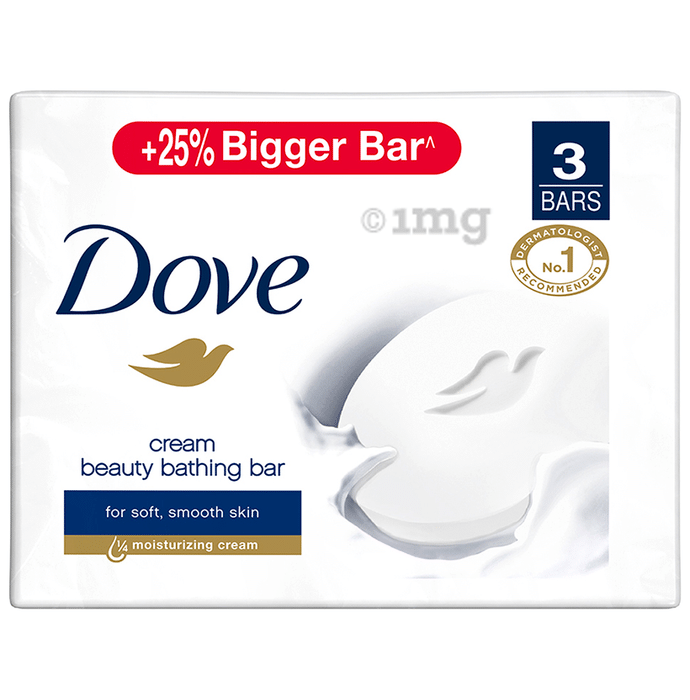 Dove Cream Beauty Bathing Bar for Soft, Smooth & Moisturised Skin (125gm Each)