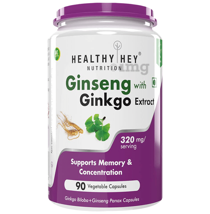 HealthyHey Ginseng with Ginkgo Extract 320mg Vegetable Capsule