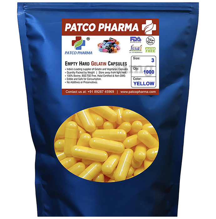 Patco Pharma Empty Hard Gelatin Capsule Size 3 Yellow