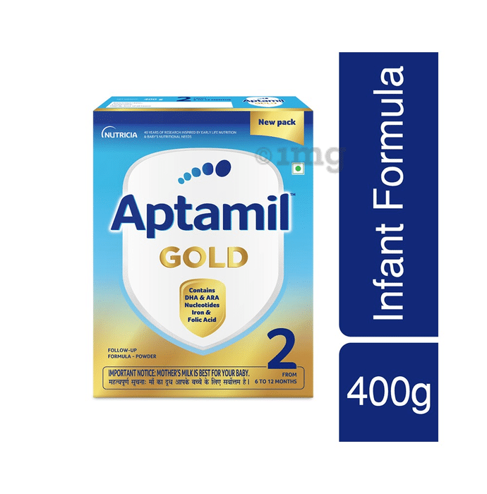 Aptamil Gold Stage 2 Follow up Formula with DHA, ARA & Folic Acid, Powder  for Babies from 6 to 12 Months: Buy box of 400.0 gm Powder at best price in  India