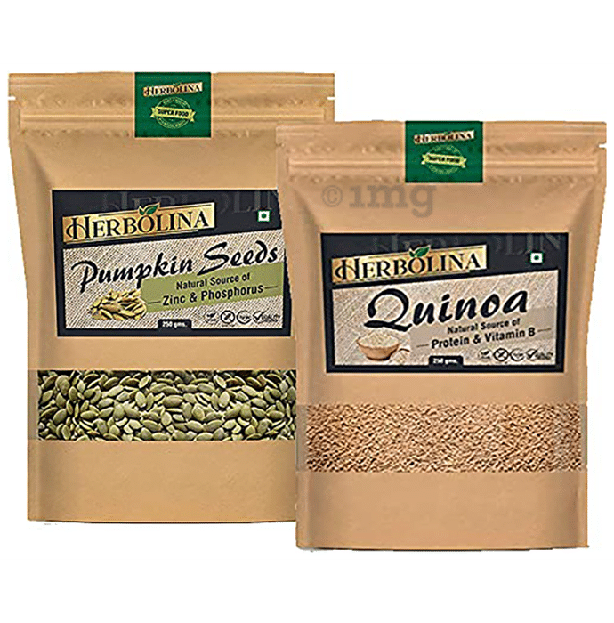 Herbolina Combo Pack of Pumpkin Seeds & Quinoa (250gm Each)