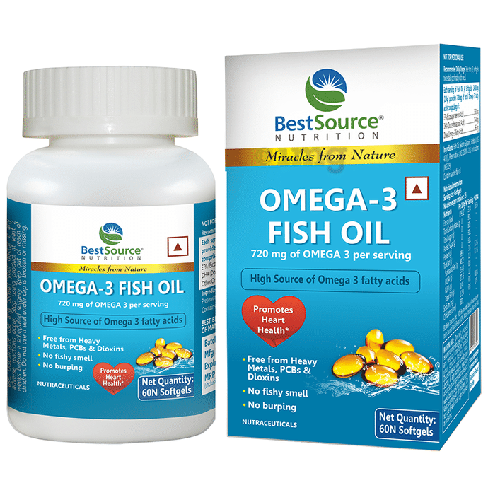BestSource Nutrition Omega-3 720 mg Fish Oil | Softgels with EPA & DHA | For Heart Health