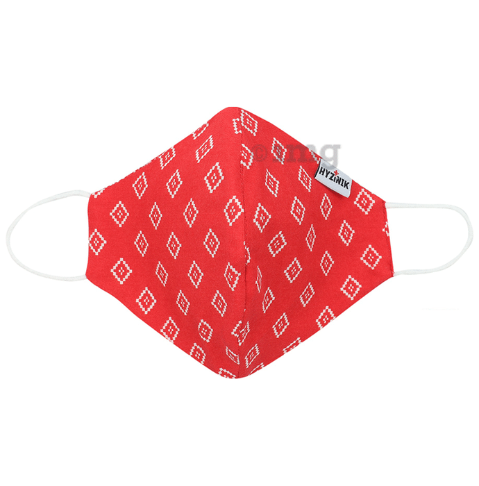 Hyzinik Anti-Viral Reusable Comfortable Face Mask Red Triangle Shape Print with Pouch