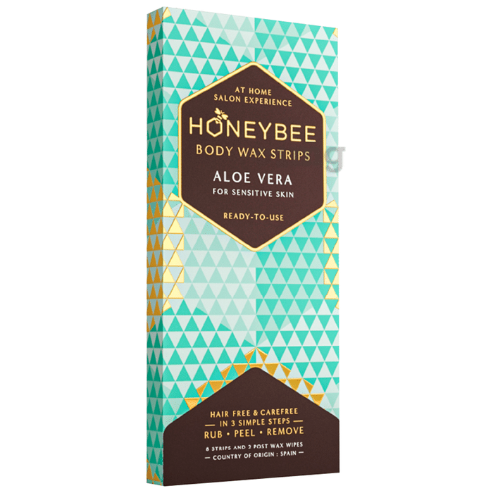 Honey Bee Body Wax Strips 8 and 2 Post Wax Wipes Aloe Vera