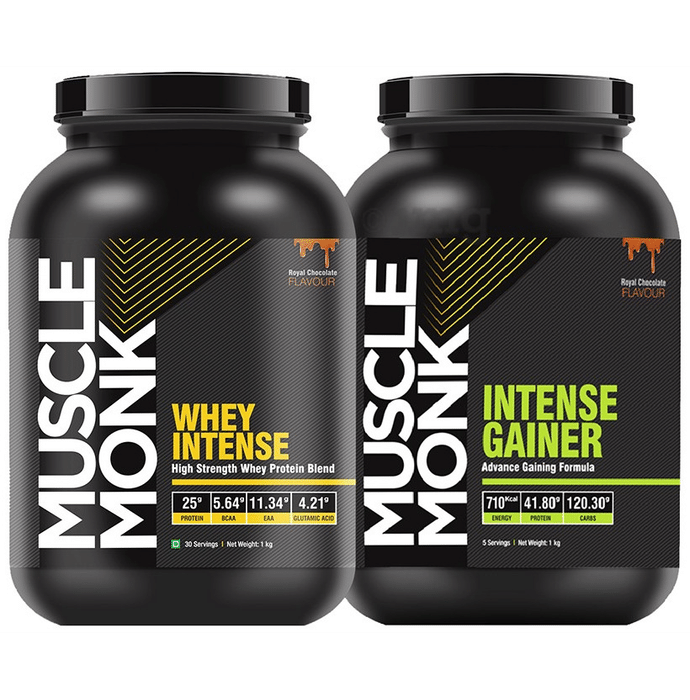 Muscle Monk Combo Pack of Whey Intense & Intense Gainer Royal Chocolate (1kg Each)