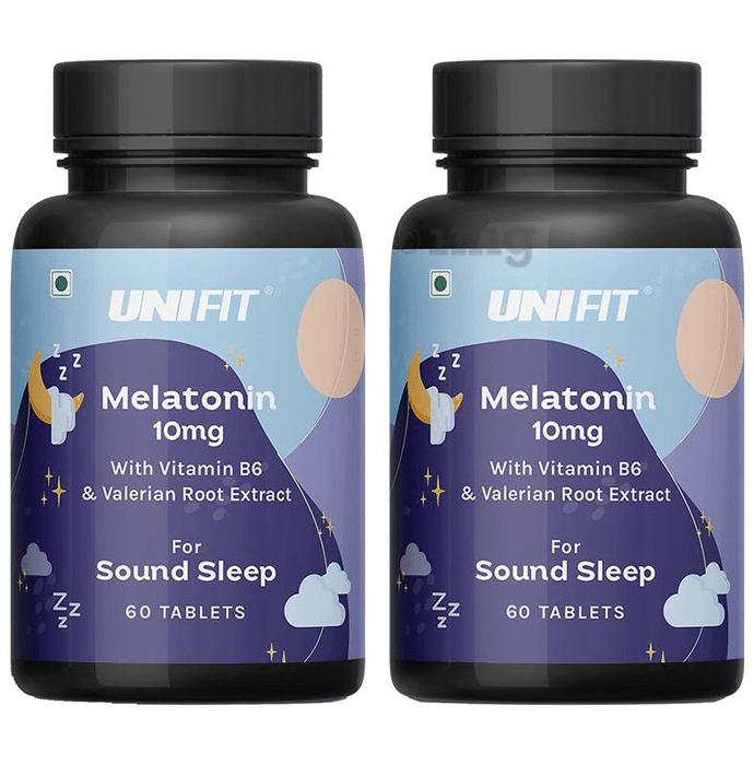 Unifit Melatonin 10mg Tablet with Vitamin B6 & Valerian Root Extract for Sound Sleep (60 Each)