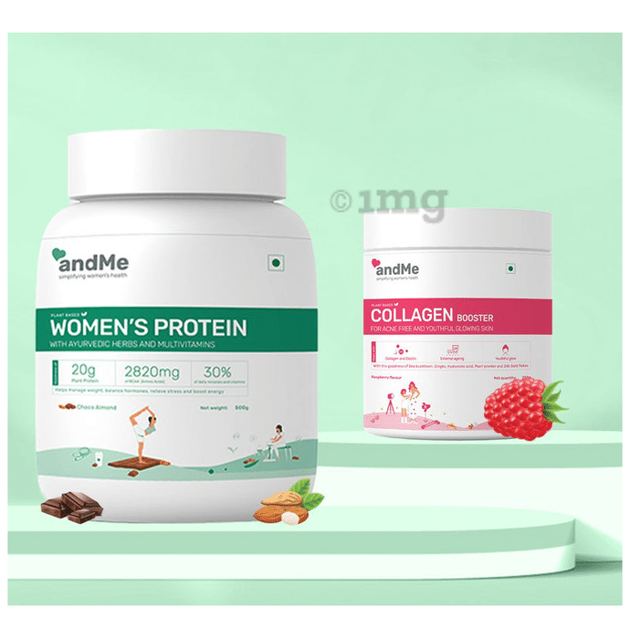 Andme Combo Pack of Plant Based Women's Protein (500gm) & Plant Based Collagen Booster (250gm)