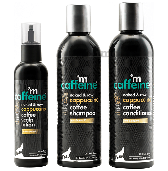mCaffeine Cappuccino Anti-Dandruff Kit (Coffee Scalp lotion 100ml, Coffee Shampoo 250ml & Coffee Conditioner 250ml)