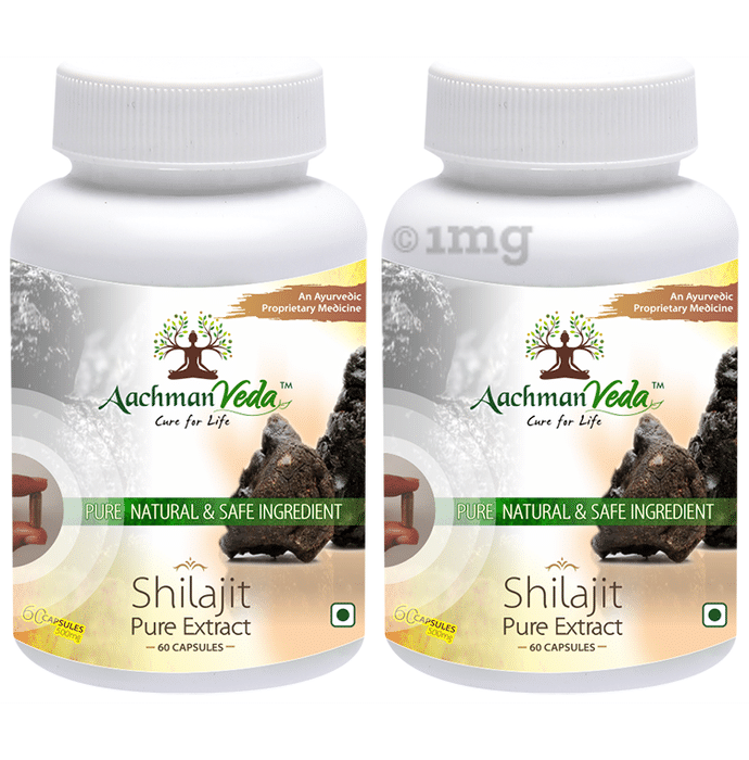 Aachman Veda Shilajit+ Pure Extract Ashwagandha with Safed Musli Capsule (60 Each)