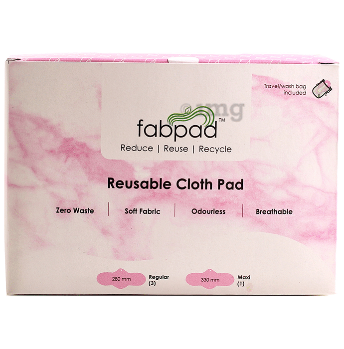 Fabpad Reusable Cloth Pads 3 Regular & 1 Maxi Pink