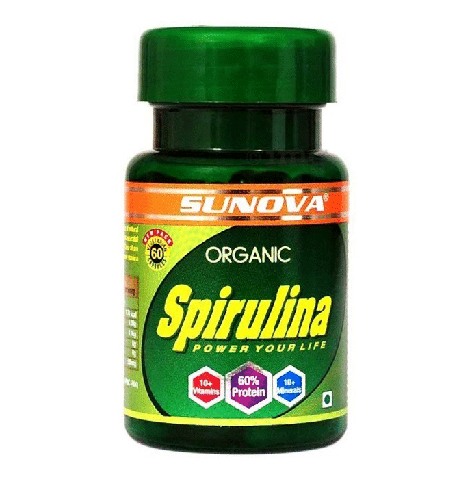 Sunova Organic Spirulina Capsule | For Energy, Stamina, Muscle Strength, Antioxidant Support & Bone Health