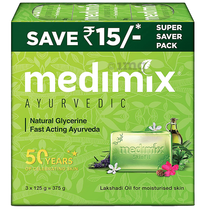 Medimix Ayurvedic Natural Glycerine Super Saver Pack Soap (125gm Each)