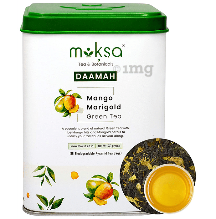 Moksa Daamah Mango Marigold Green Tea Biodegradable Pyramid Tea Bag