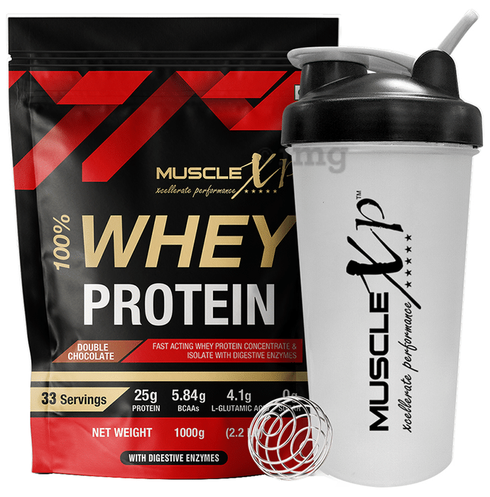 MuscleXP 100% Whey Protein with Digestive Enzymes Double Chocolate with Shaker